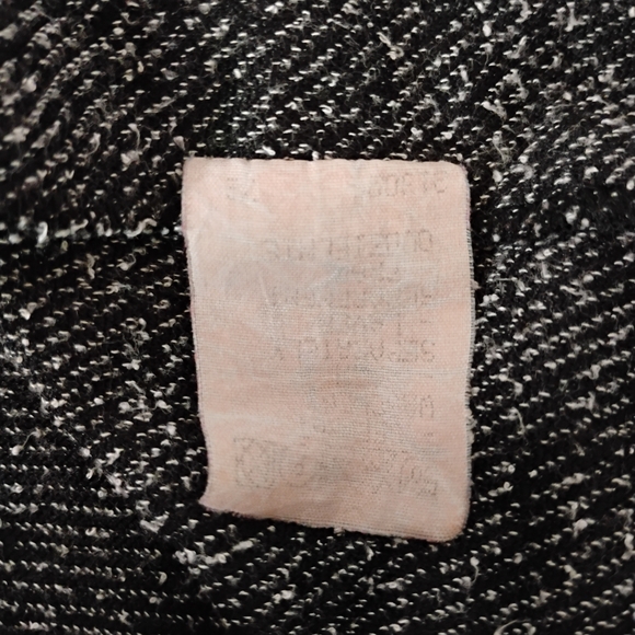 Women's Vintage Black & White Marled Knit Sweater with Blue Fur Cowl Neck Winter - Picture 16 of 16